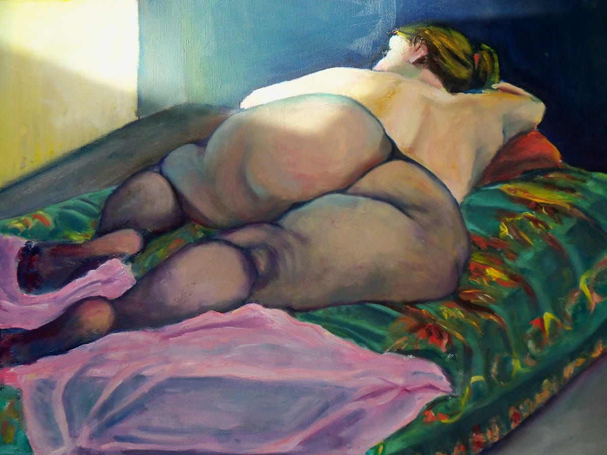 Antigoni lying face down