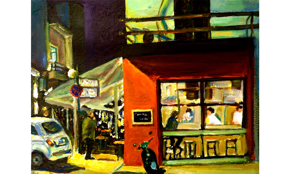 Η συμμετοχή μου: «Ο πεζόδρομος στο Χαλάνδρι», ακρυλικό σε χαρτί επικολλημένο σε καμβά, 20*26 cm, 2014