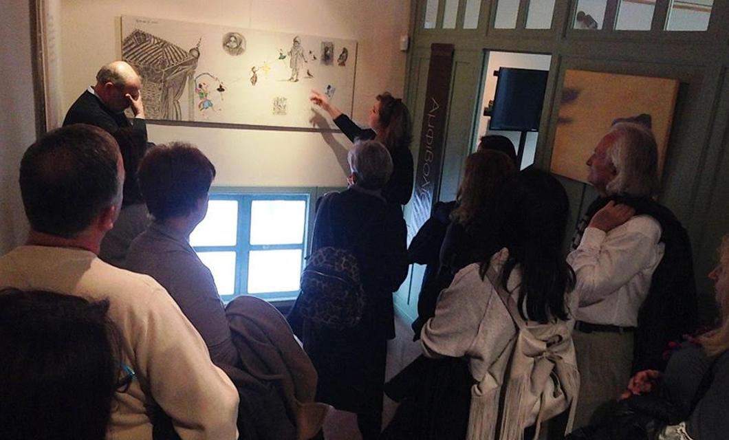 Η συμμετοχή μου: «Κείνο που με τρώει, κείνο που με σώζει, ΙΙ» Γραφίτης, χρωματιστά μολύβια, ακουαρέλα και κολάζ σε απροετοίμαστο πανί, 60cm x 170cm